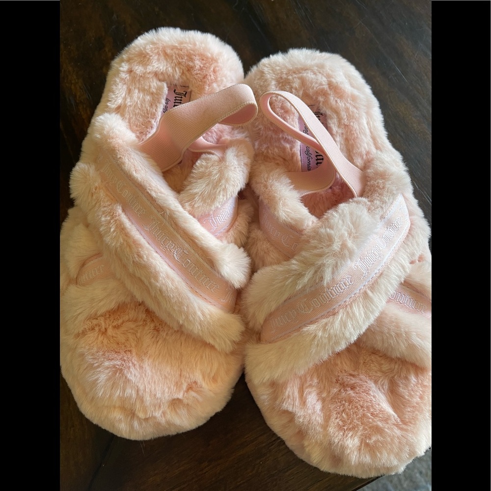 Juicy Couture Pink Fur Slippers